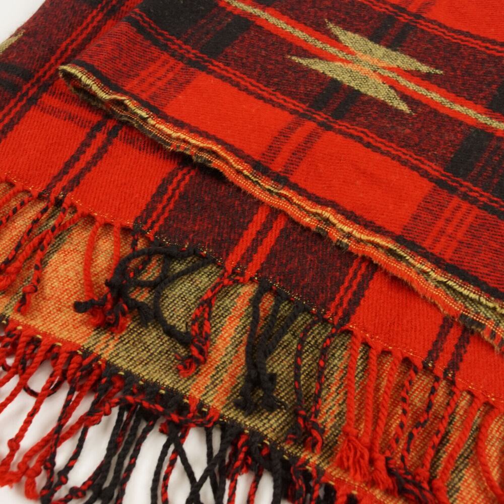 Pottery Barn 50 in x 50 in Red Black Tartan Plaid Fringe Throw Blanket - Picture 10 of 11